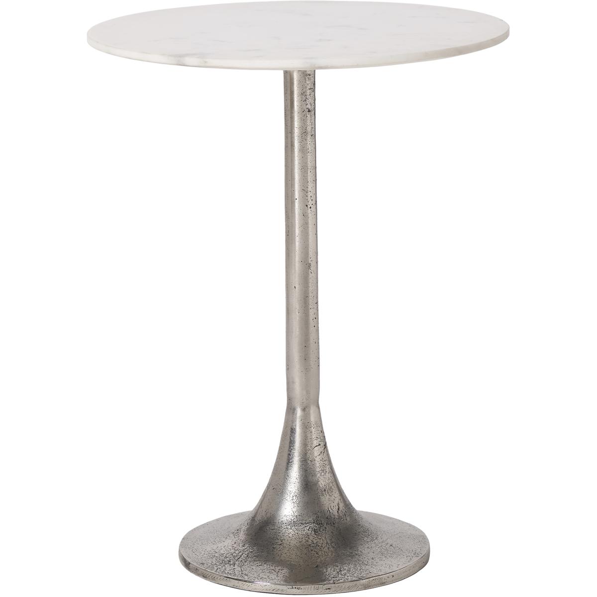 Eloa Round Marble Antique Nickel End Table