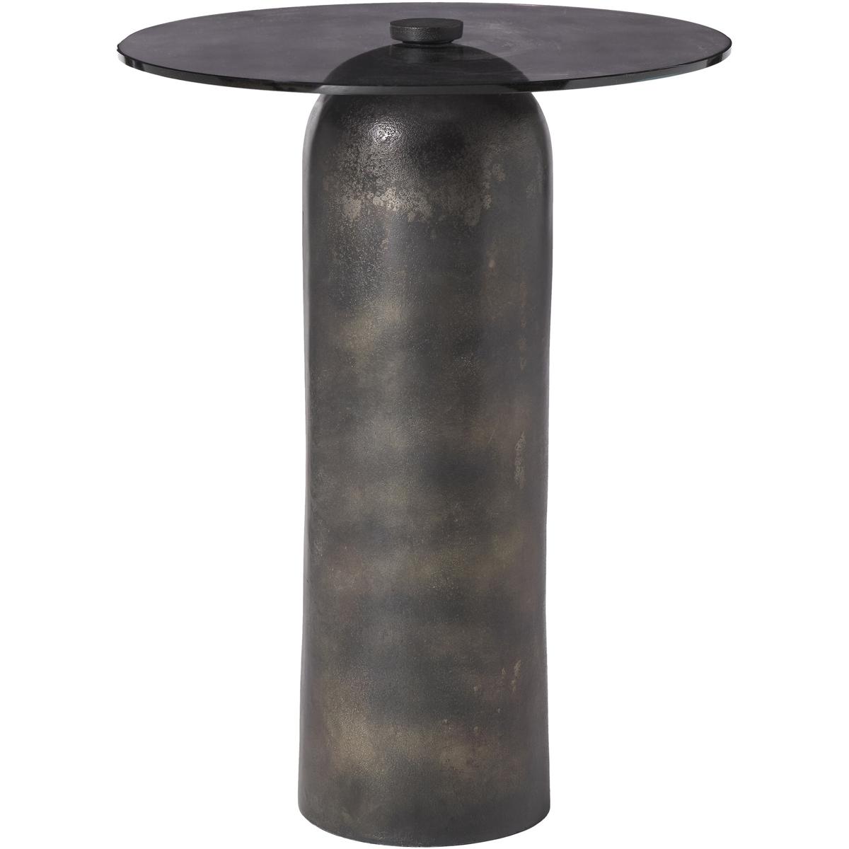 Arta Round Glass Charcoal Grey End Table