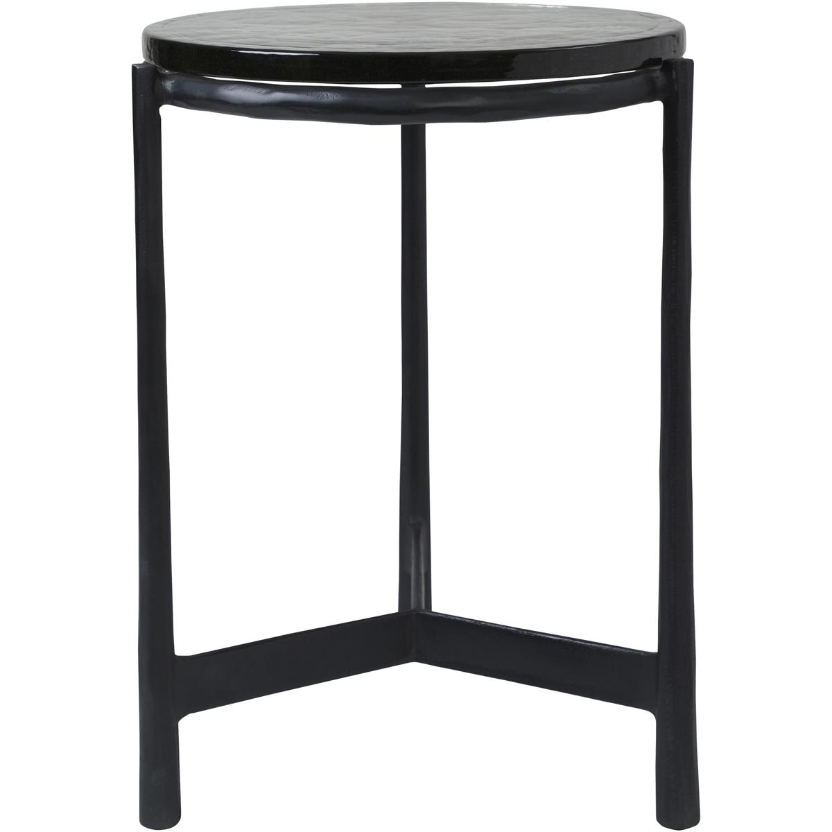 Avila Round Glass Black End Table