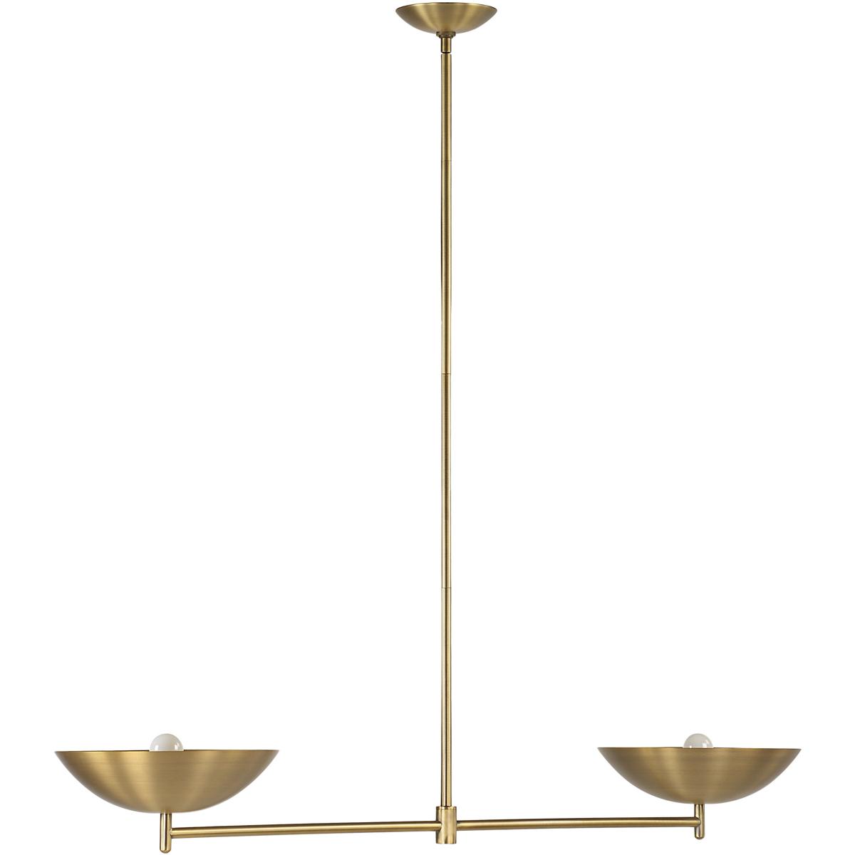Waxlow 2-Light Plated Dark Antique Brushed Brass Linear Island Pendant