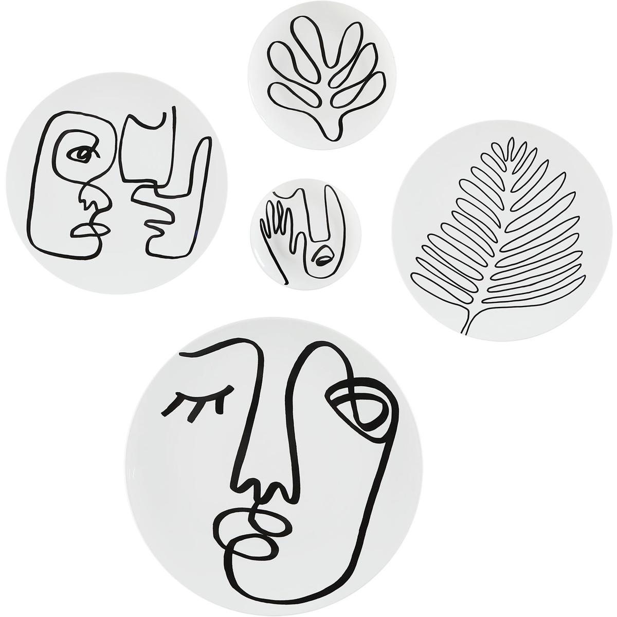 Renwil W6718 Solange White and Black Wall Decor, Set of 5