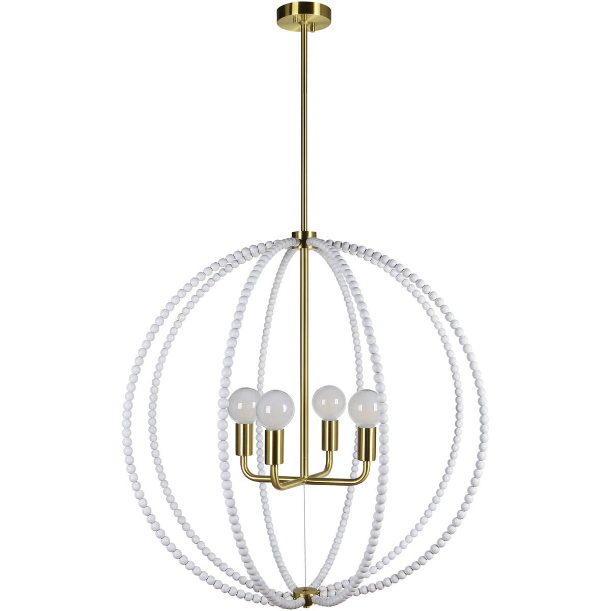 Renwil LPC4465 Basil LED 31 inch White and Plated Satin Brass Chandelier Ceiling Light