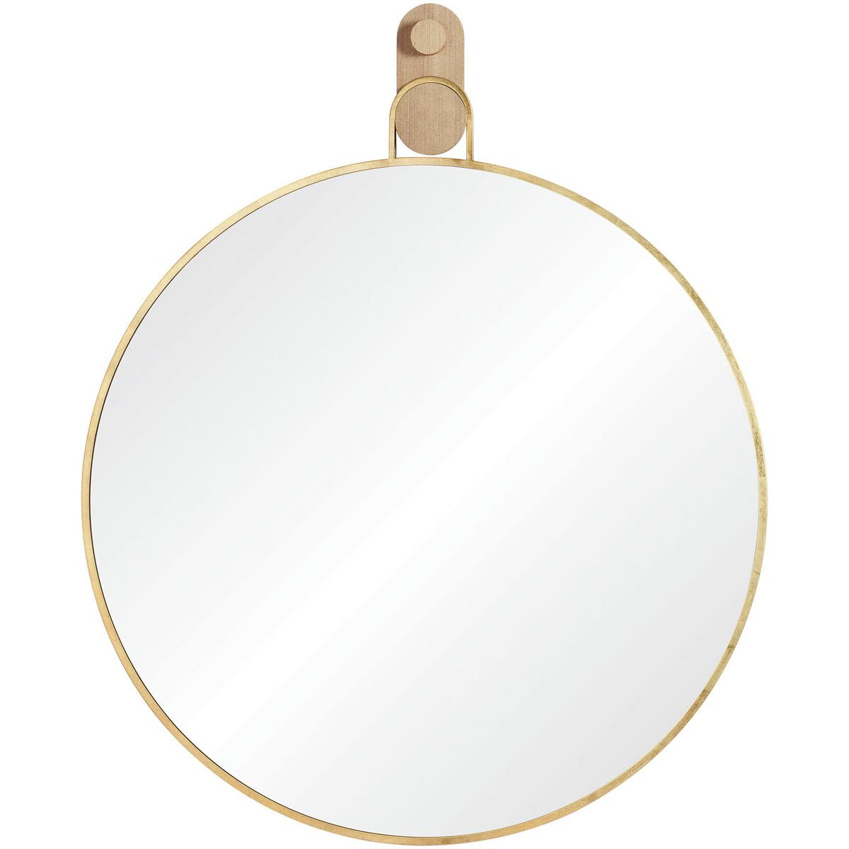 Kaia Round Wall Mirror - Gold Leaf/White Oak | Dressing Mirror, Vanity Mirror - Yellow - Functional, Aesthetic
