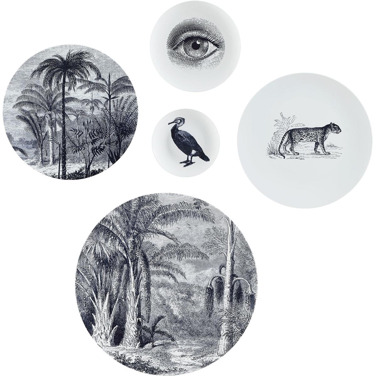 Renwil W6719 Maliya White and Blue Wall Decor, Set of 5