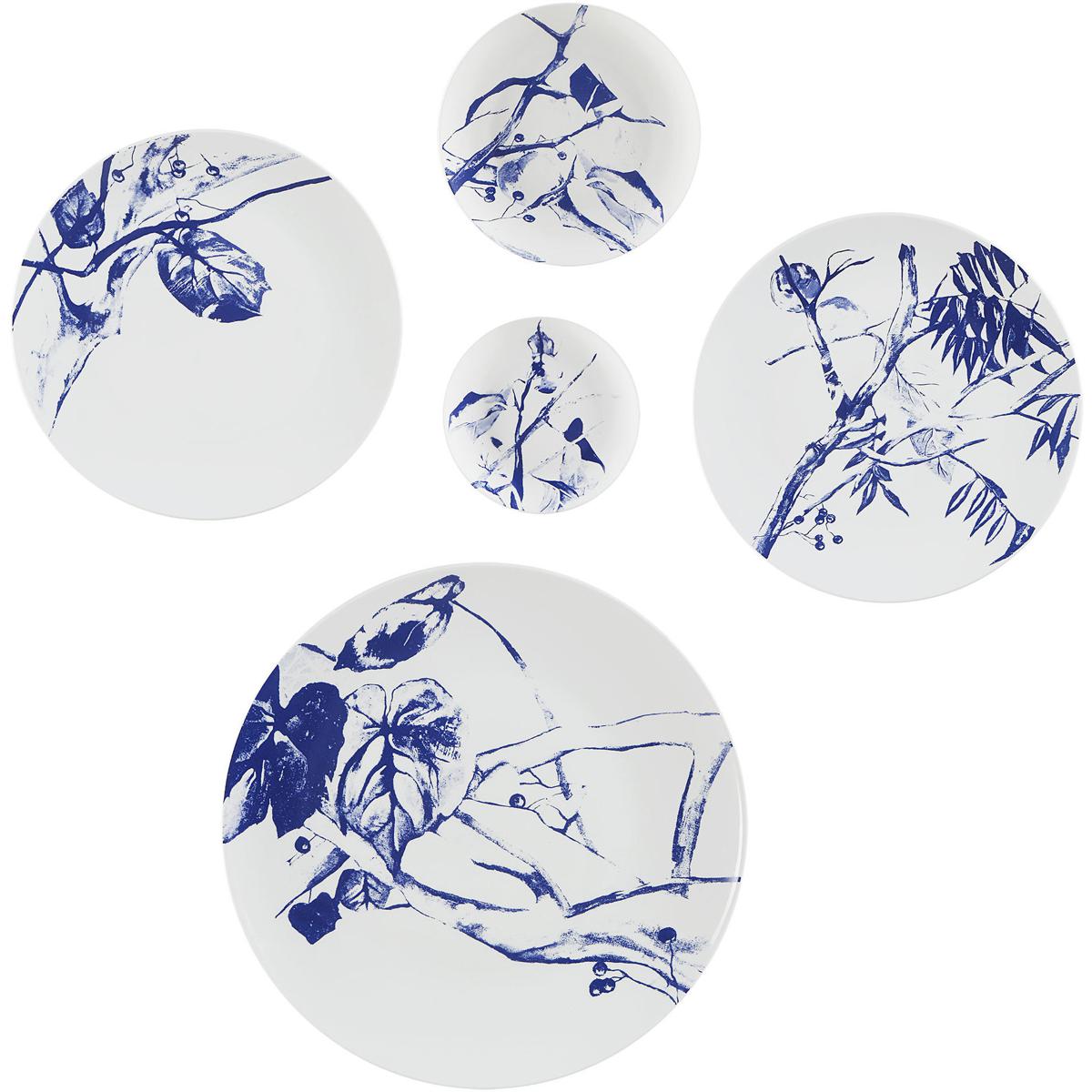 Renwil W6717 Narine White and Blue Wall Decor, Set of 5