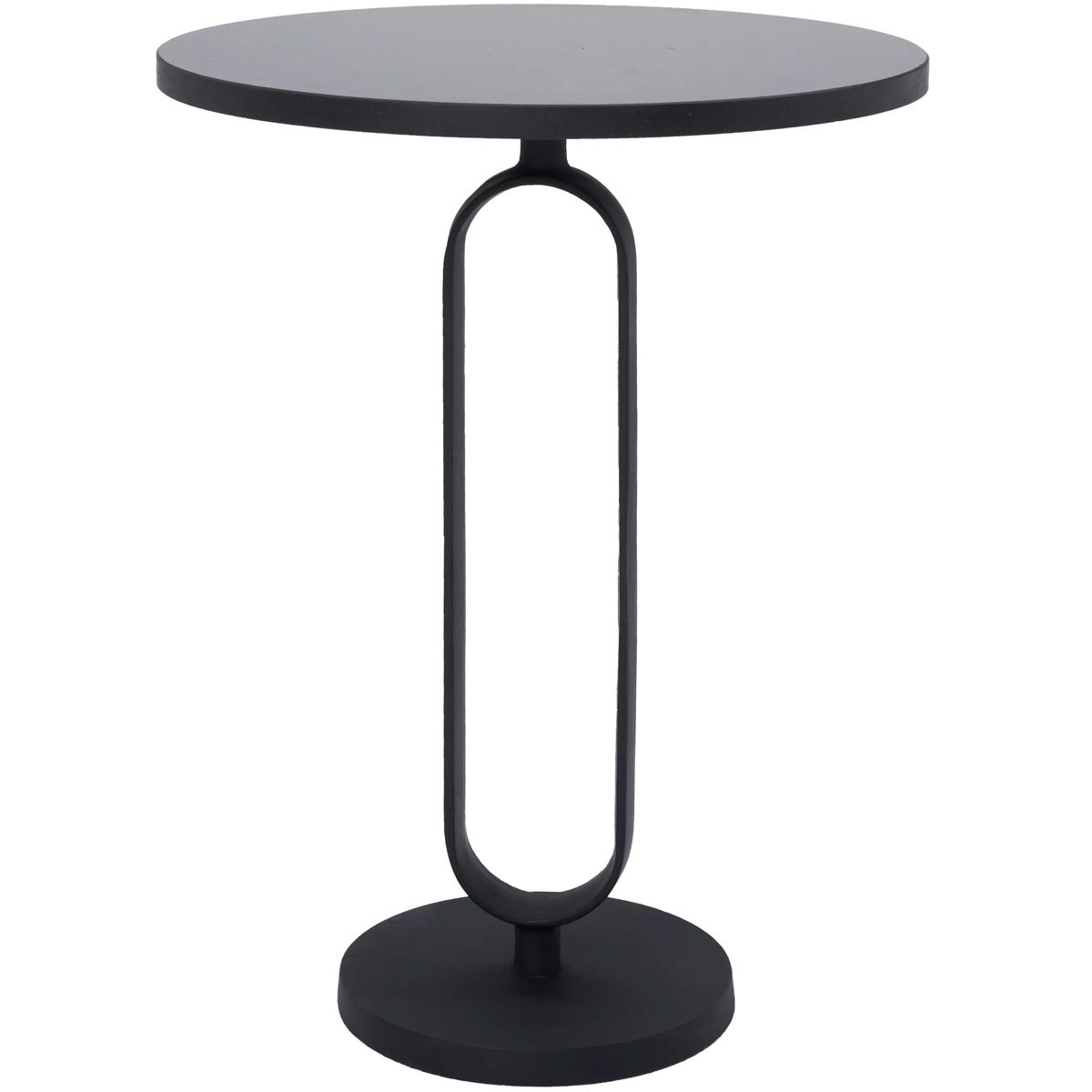 Eryx Round Stone Matte Black End Table