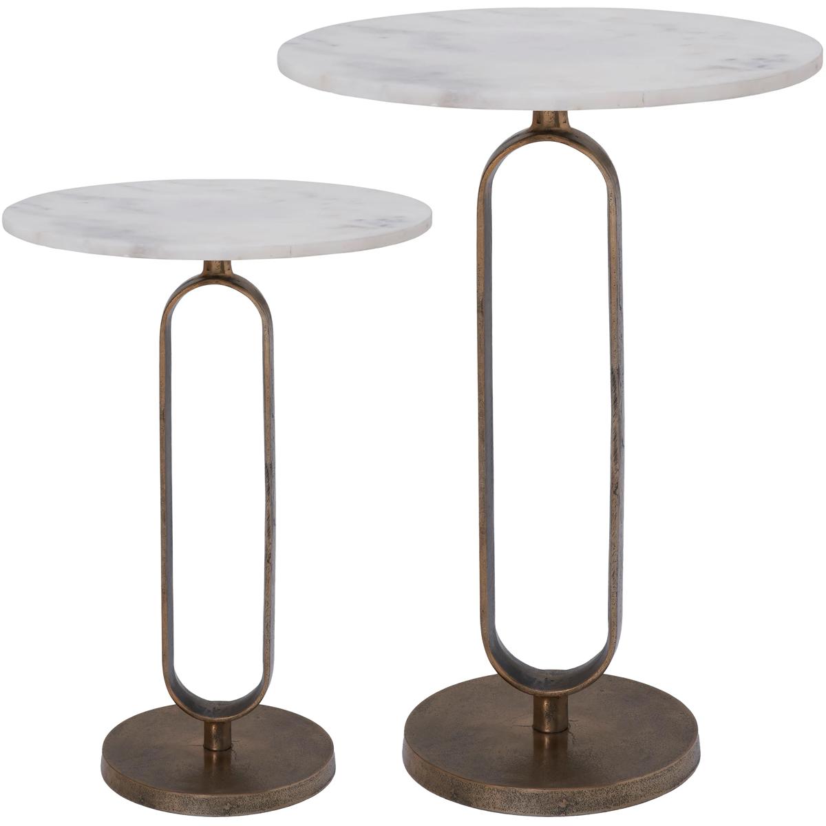 Irene Round Marble Antique Brass End Table