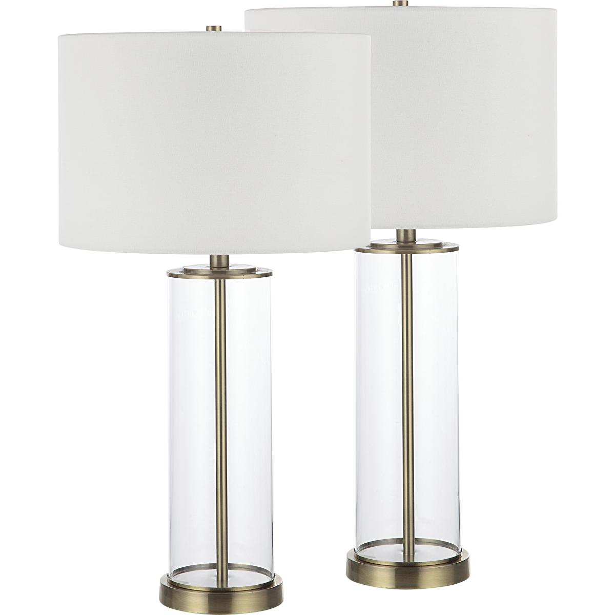 Renwil LPT1264-SET2 Saco 27.75 inch 100.00 watt Satin Brass and Clear Table Lamps Portable Light, Set of 2