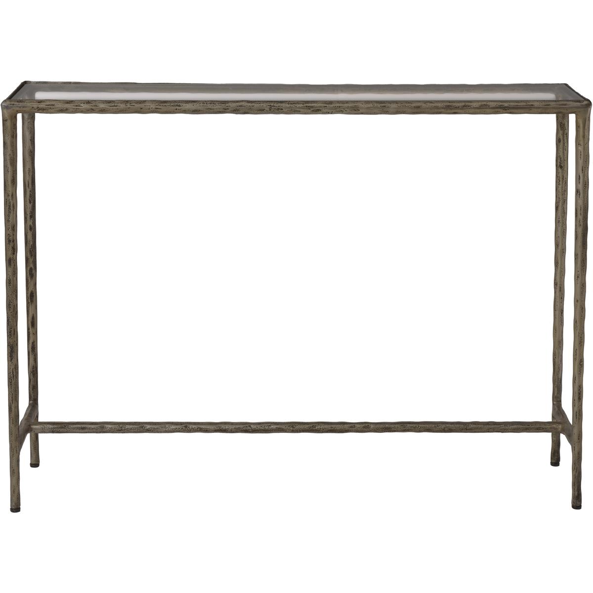 Nara Rectangular Glass Antique Brass Console Table