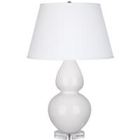 Robert Abbey A670X Double Gourd 30 inch 150 watt Lily Table Lamp Portable Light in Lucite, Pearl Dupioni photo thumbnail