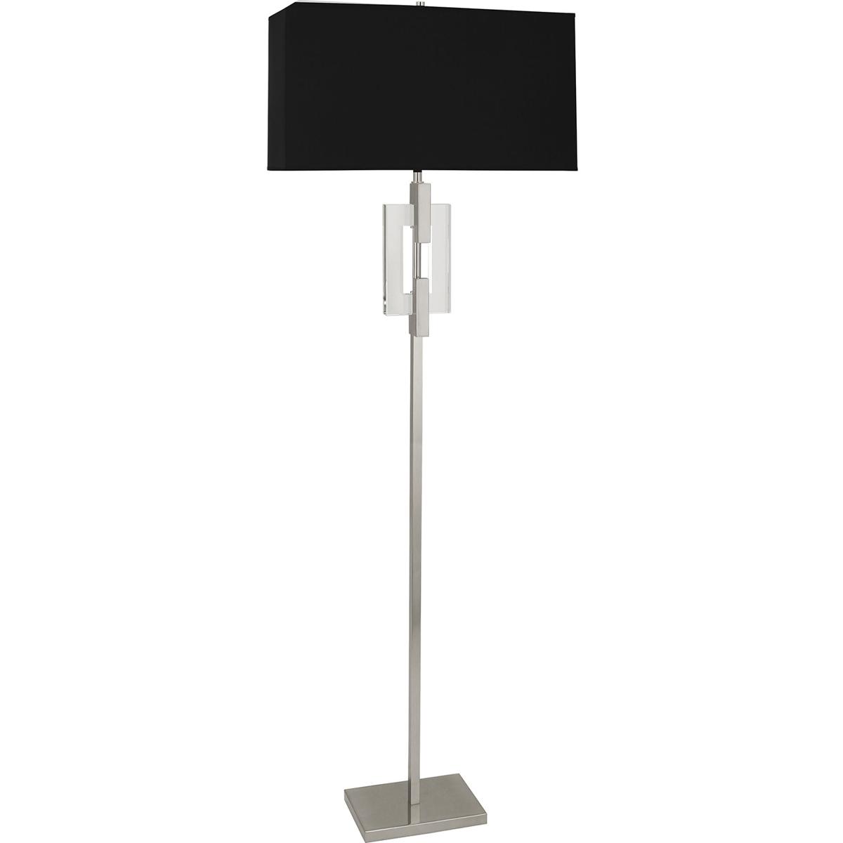 Robert Abbey 1021B Lincoln 63 inch 150 watt Polished Nickel Floor Lamp Portable Light in Black With Matte Silver