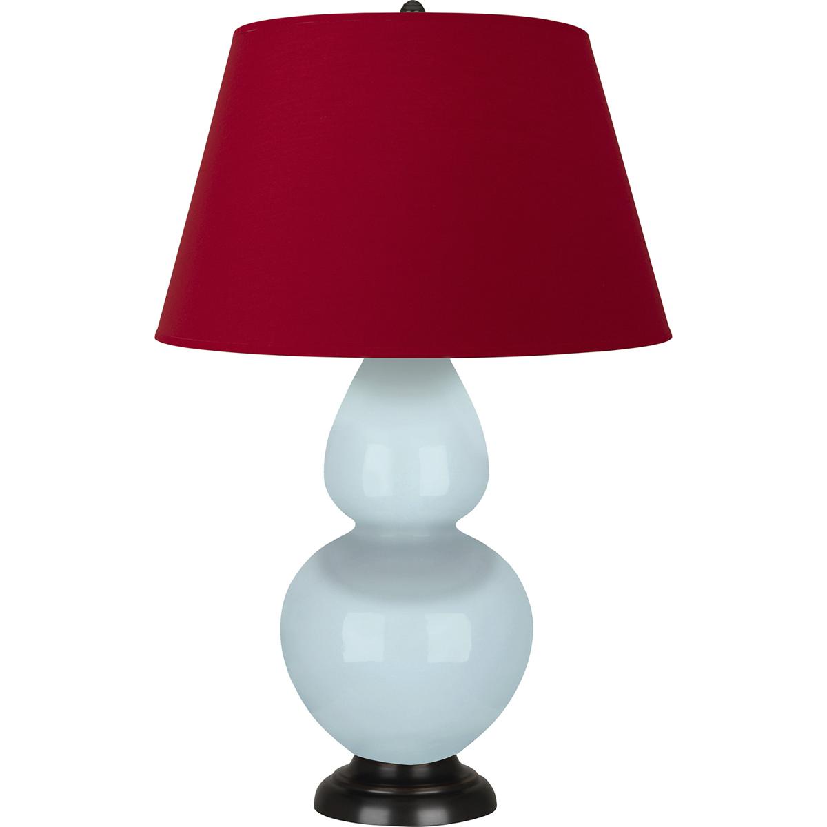 Robert Abbey 1646R Double Gourd 31 inch 150 watt Baby Blue Glazed Ceramic with Deep Patina Bronze Table Lamp Portable Light in Rose Red with Ink Black
