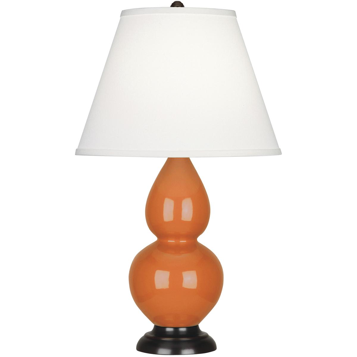Robert Abbey 1655X Small Double Gourd 22.75 inch 150 watt Pumpkin Glazed Ceramic with Deep Patina Bronze Accent Lamp Portable Light in Pearl Dupioni