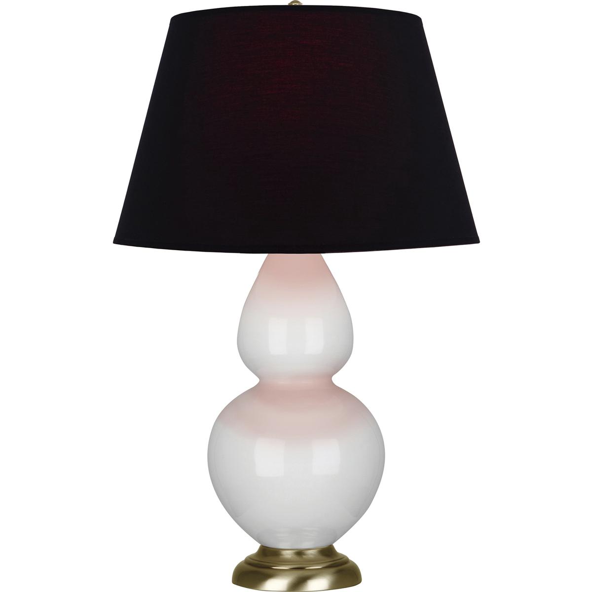 Robert Abbey 1660K Double Gourd 31 inch 150 watt Lily Glazed Ceramic with Antique Natural Brass Table Lamp Portable Light in Ink Black with Rose Red
