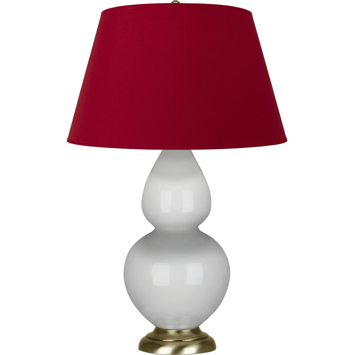 Robert Abbey 1660R Double Gourd 31 inch 150 watt Lily Glazed Ceramic with Antique Natural Brass Table Lamp Portable Light in Rose Red with Ink Black