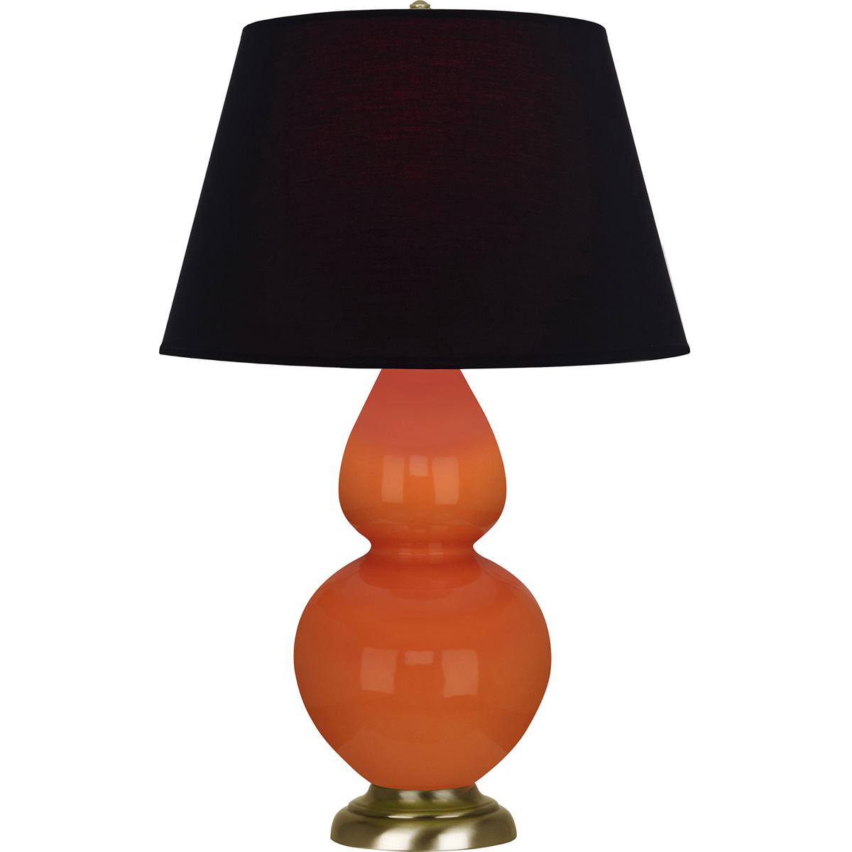 Robert Abbey 1665K Double Gourd 31 inch 150 watt Pumpkin Glazed Ceramic with Antique Natural Brass Table Lamp Portable Light in Ink Black with Rose Re