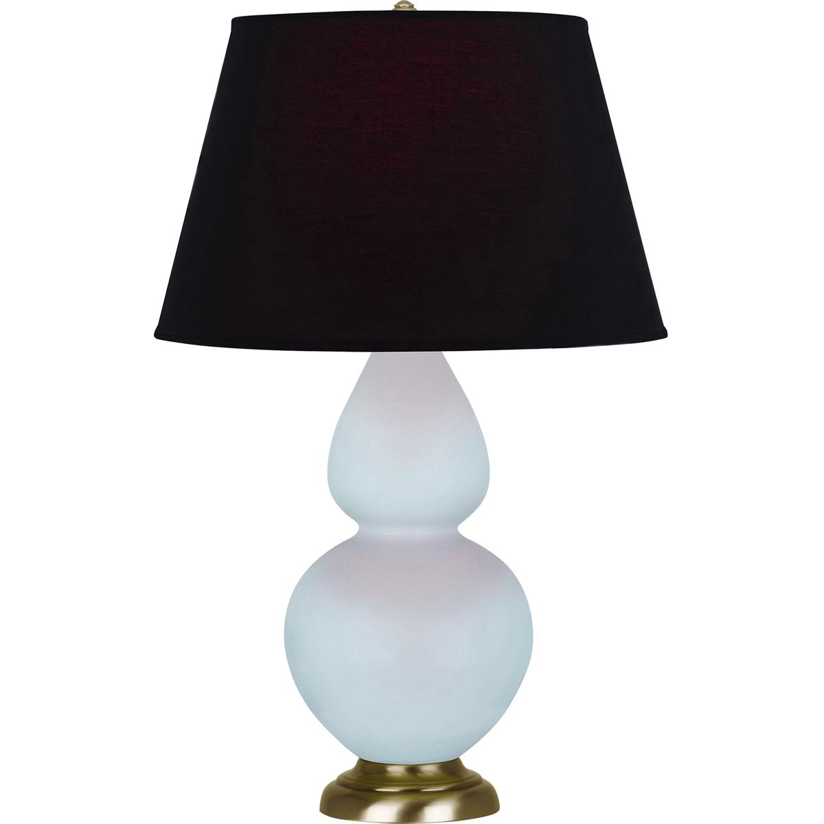 Robert Abbey 1666K Double Gourd 31 inch 150 watt Baby Blue Glazed Ceramic with Antique Natural Brass Table Lamp Portable Light in Ink Black with Rose