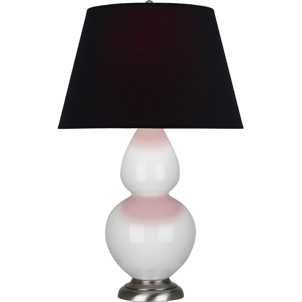 Robert Abbey 1670K Double Gourd 31 inch 150 watt Lily Glazed Ceramic with Antique Silver Table Lamp Portable Light in Ink Black with Rose Red