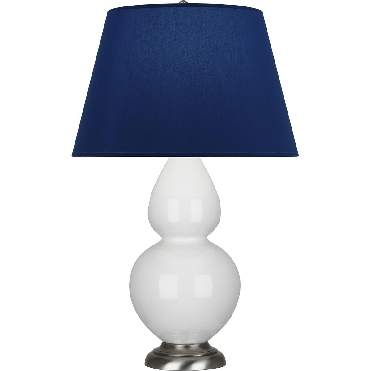 Robert Abbey 1670N Double Gourd 31 inch 150 watt Lily Glazed Ceramic with Antique Silver Table Lamp Portable Light in Navy with Gray