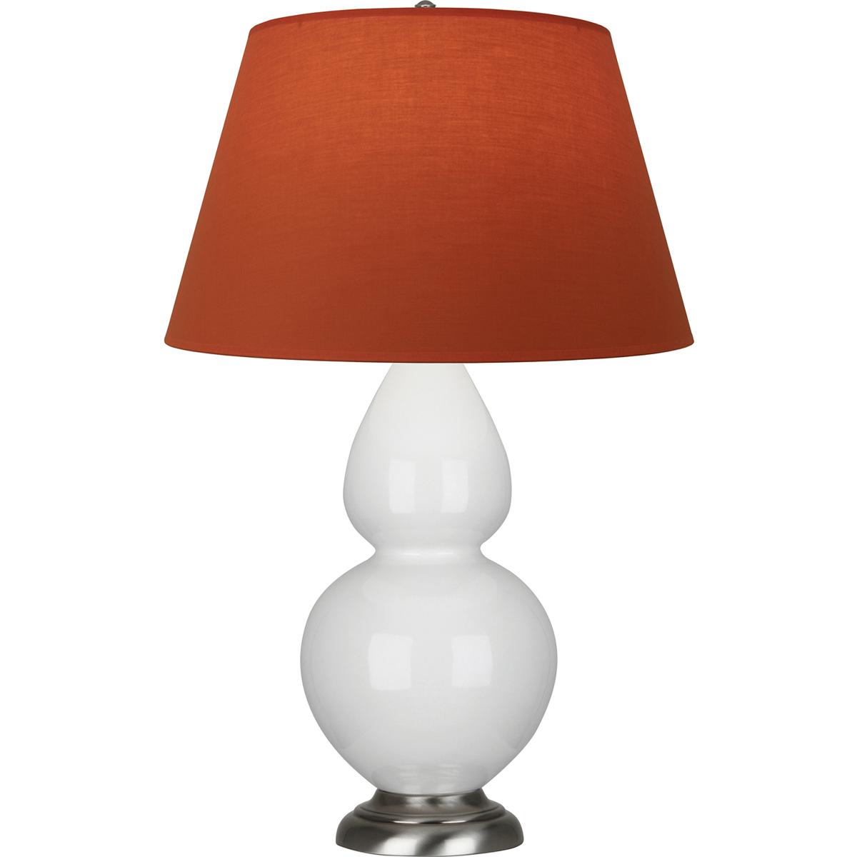 Robert Abbey 1670T Double Gourd 31 inch 150 watt Lily Glazed Ceramic with Antique Silver Table Lamp Portable Light in Tangerine with Taupe