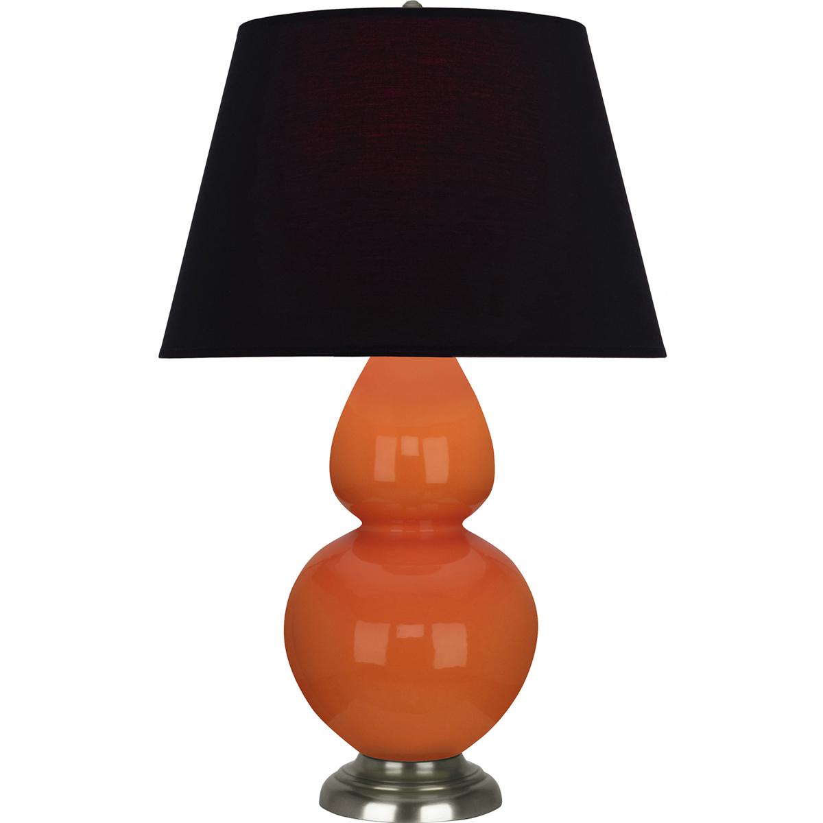 Robert Abbey 1675K Double Gourd 31 inch 150 watt Pumpkin Glazed Ceramic with Antique Silver Table Lamp Portable Light in Ink Black with Rose Red