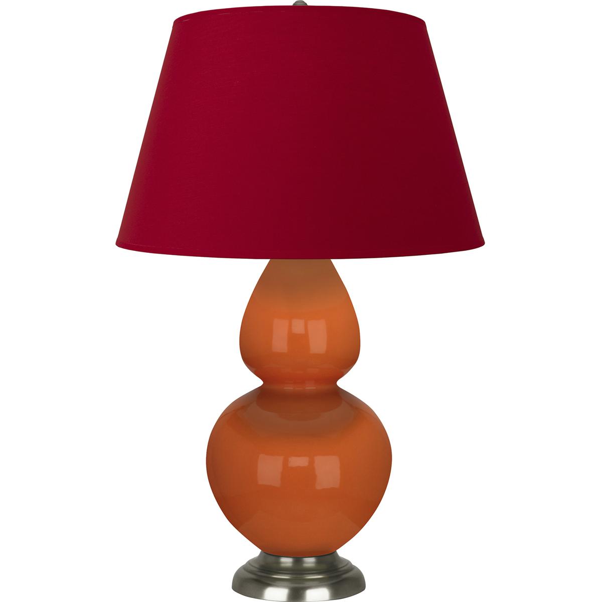 Robert Abbey 1675R Double Gourd 31 inch 150 watt Pumpkin Glazed Ceramic with Antique Silver Table Lamp Portable Light in Rose Red with Ink Black
