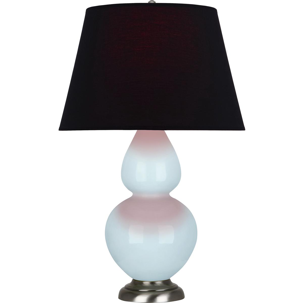 Robert Abbey 1676K Double Gourd 31 inch 150 watt Baby Blue Glazed Ceramic with Antique Silver Table Lamp Portable Light in Ink Black with Rose Red