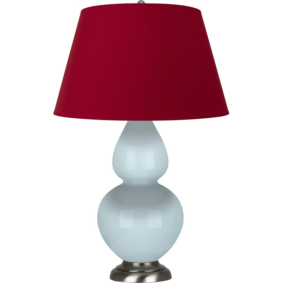Robert Abbey 1676R Double Gourd 31 inch 150 watt Baby Blue Glazed Ceramic with Antique Silver Table Lamp Portable Light in Rose Red with Ink Black