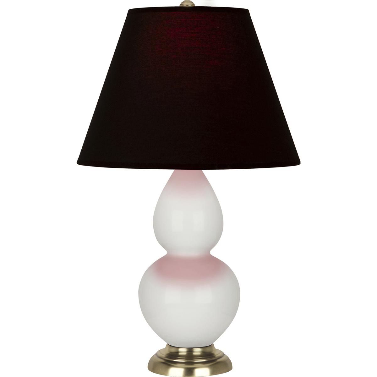 Robert Abbey 1680K Small Double Gourd 22.75 inch 150 watt Lily Glazed Ceramic with Antique Natural Brass Accent Lamp Portable Light in Ink Black with