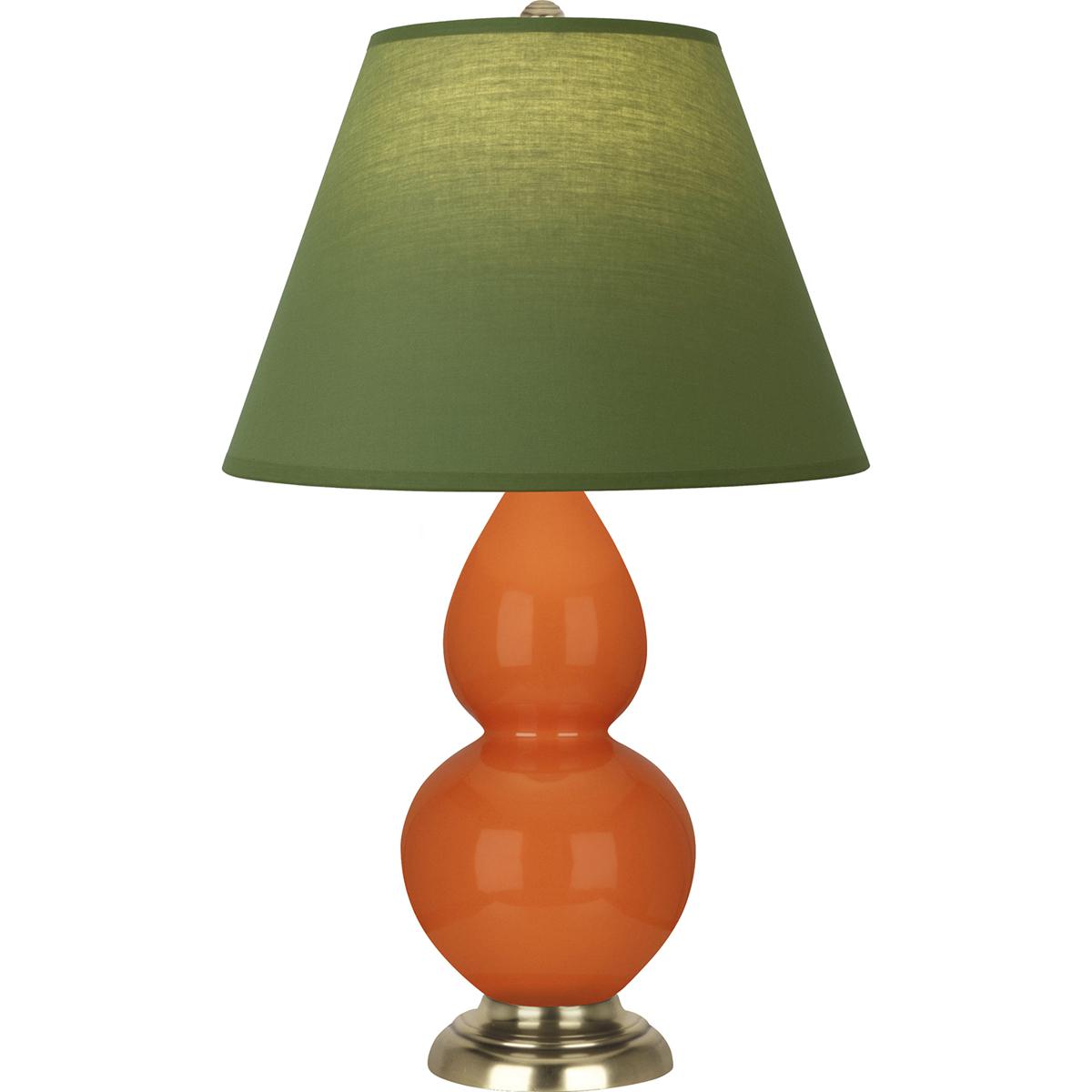 Robert Abbey 1685G Small Double Gourd 22.75 inch 150 watt Pumpkin Glazed Ceramic with Antique Natural Brass Accent Lamp Portable Light in Tea Green wi