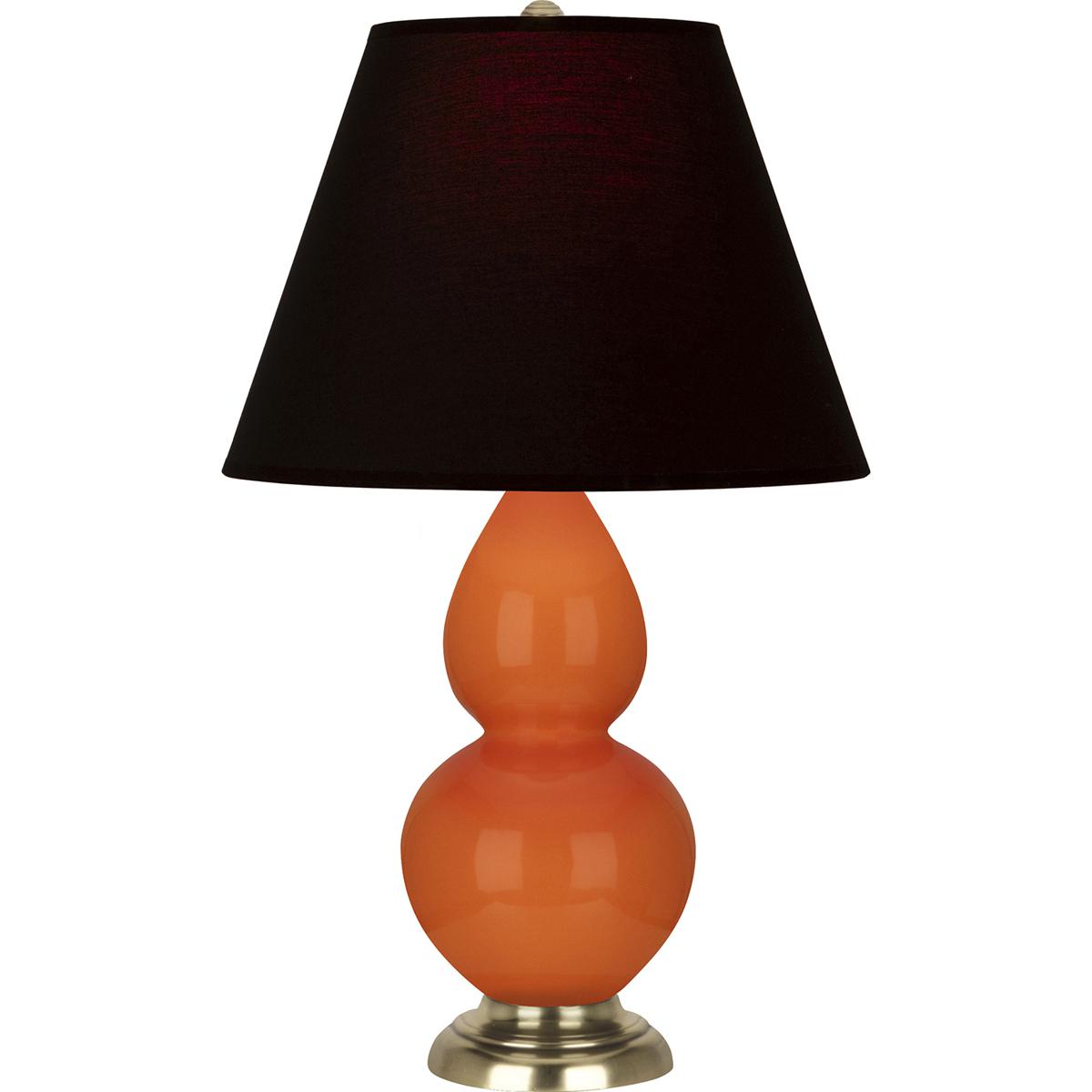 Robert Abbey 1685K Small Double Gourd 22.75 inch 150 watt Pumpkin Glazed Ceramic with Antique Natural Brass Accent Lamp Portable Light in Ink Black wi