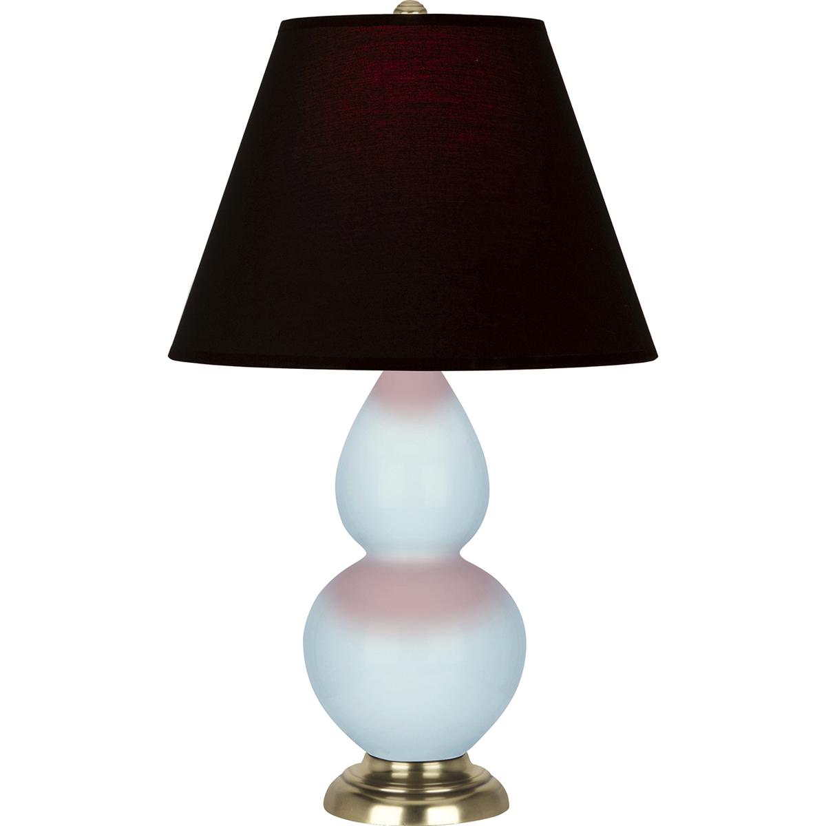 Robert Abbey 1689K Small Double Gourd 22.75 inch 150 watt Baby Blue Glazed Ceramic with Antique Natural Brass Accent Lamp Portable Light in Ink Black