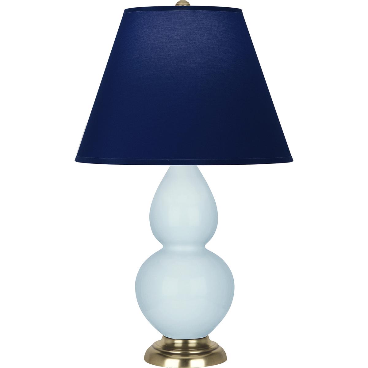 Robert Abbey 1689N Small Double Gourd 22.75 inch 150 watt Baby Blue Glazed Ceramic with Antique Natural Brass Accent Lamp Portable Light in Navy with