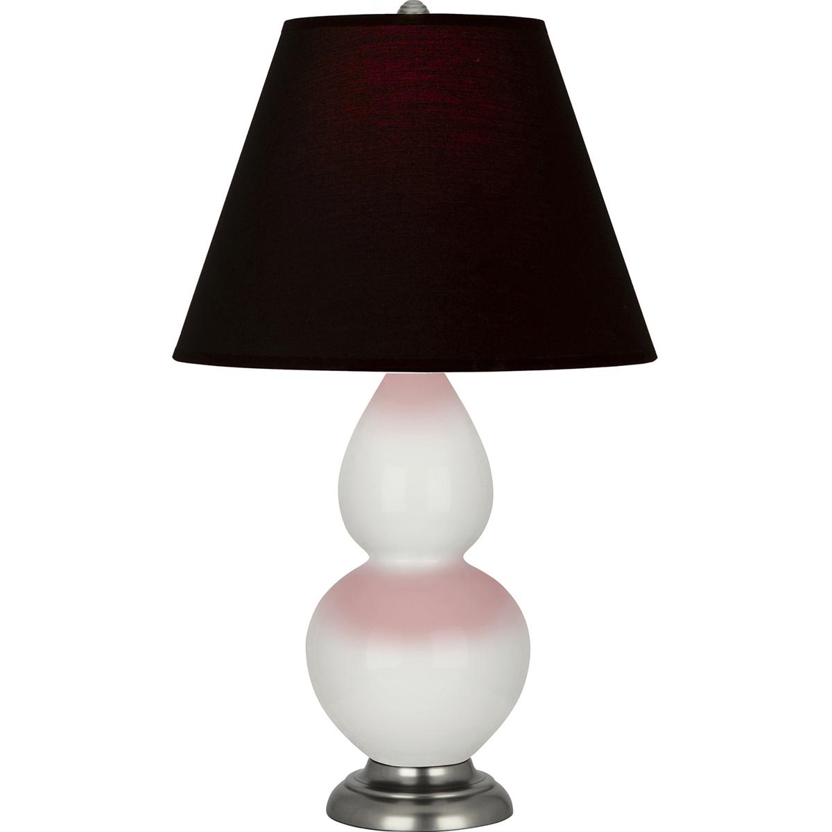Robert Abbey 1690K Small Double Gourd 22.75 inch 150 watt Lily Glazed Ceramic with Antique Silver Accent Lamp Portable Light in Ink Black with Rose Re