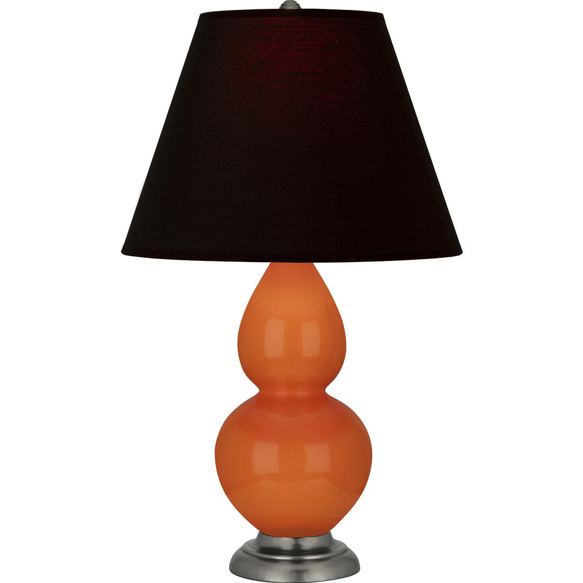 Robert Abbey 1695K Small Double Gourd 22.75 inch 150 watt Pumpkin Glazed Ceramic with Antique Silver Accent Lamp Portable Light in Ink Black with Rose