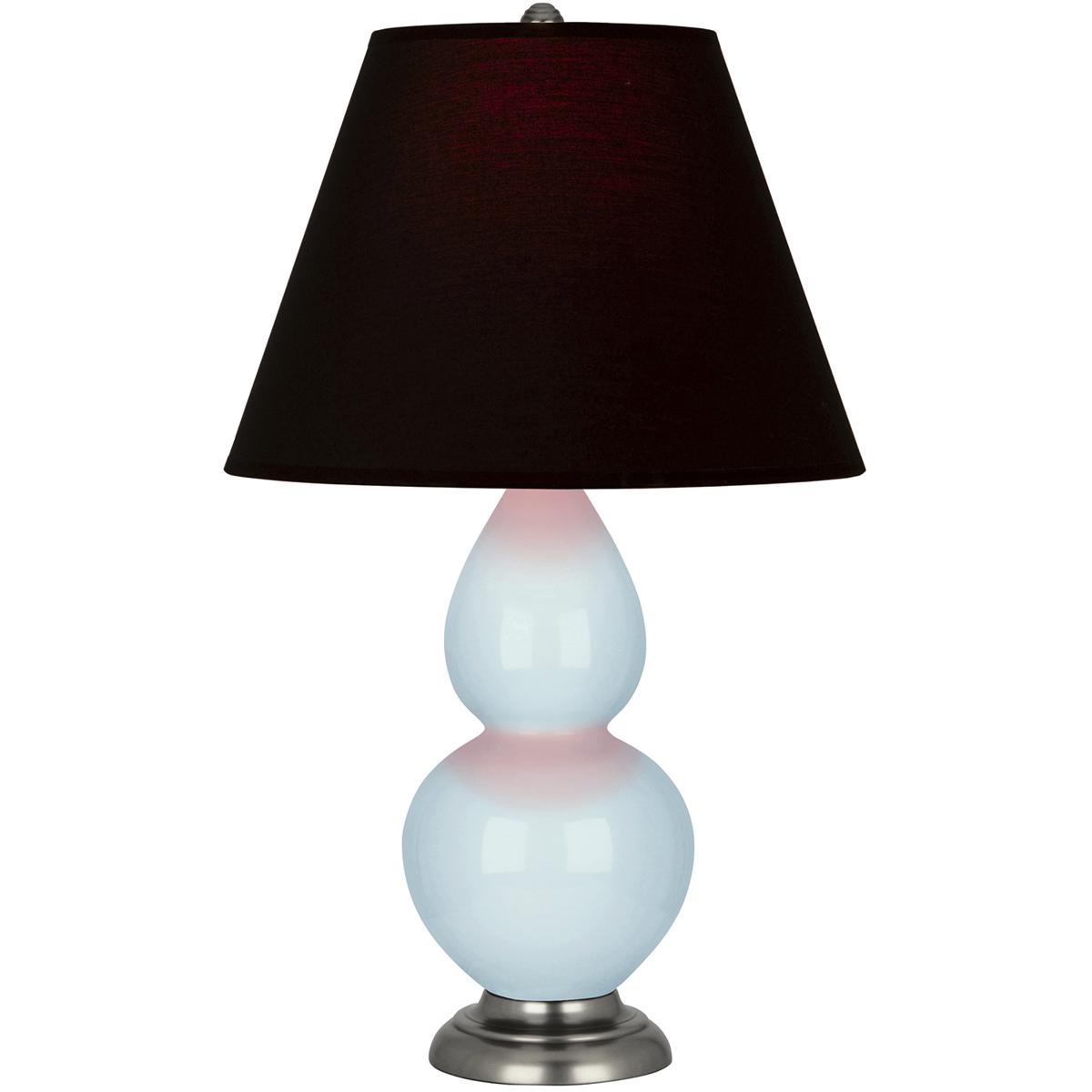 Robert Abbey 1696K Small Double Gourd 22.75 inch 150 watt Baby Blue Glazed Ceramic with Antique Silver Accent Lamp Portable Light in Ink Black with Ro