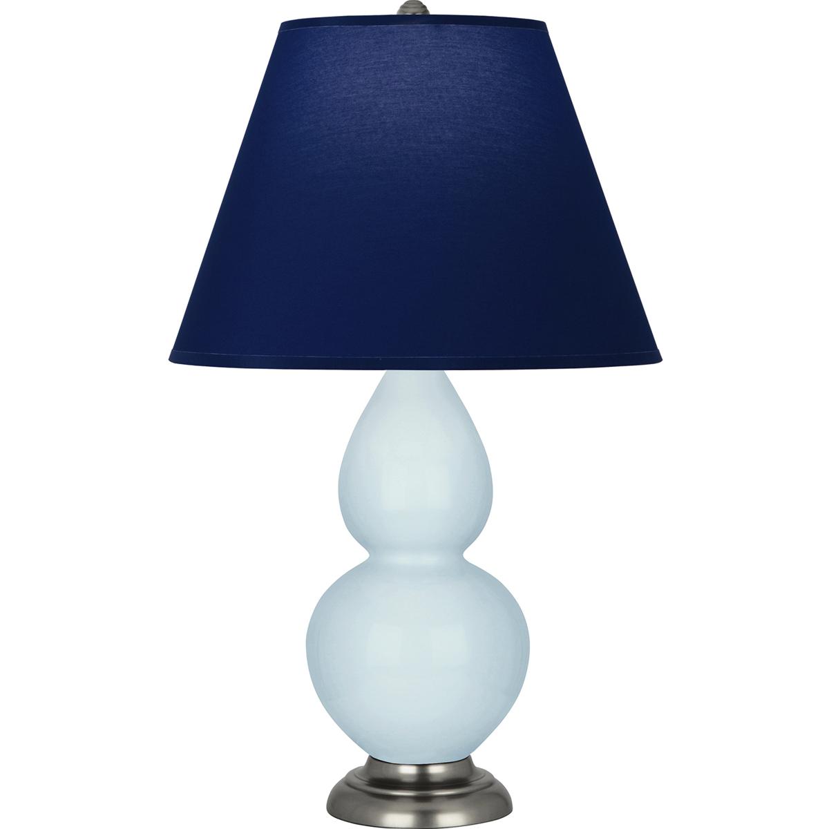 Robert Abbey 1696N Small Double Gourd 22.75 inch 150 watt Baby Blue Glazed Ceramic with Antique Silver Accent Lamp Portable Light in Navy with Gray