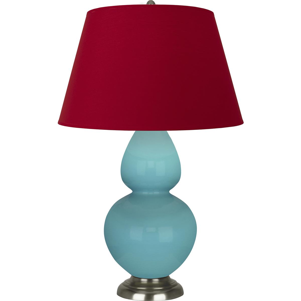 Robert Abbey 1741R Double Gourd 31 inch 150 watt Egg Blue Glazed Ceramic with Antique Silver Table Lamp Portable Light in Rose Red with Ink Black
