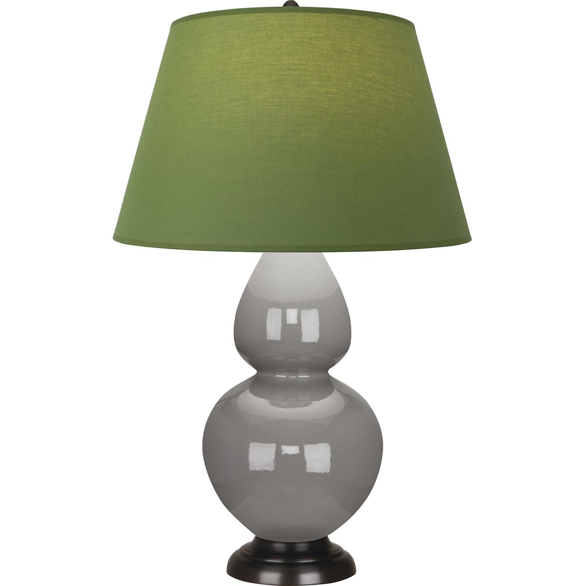 Robert Abbey 1749G Double Gourd 31 inch 150 watt Smokey Taupe Glazed Ceramic with Deep Patina Bronze Table Lamp Portable Light in Smoky Taupe, Tea Gre