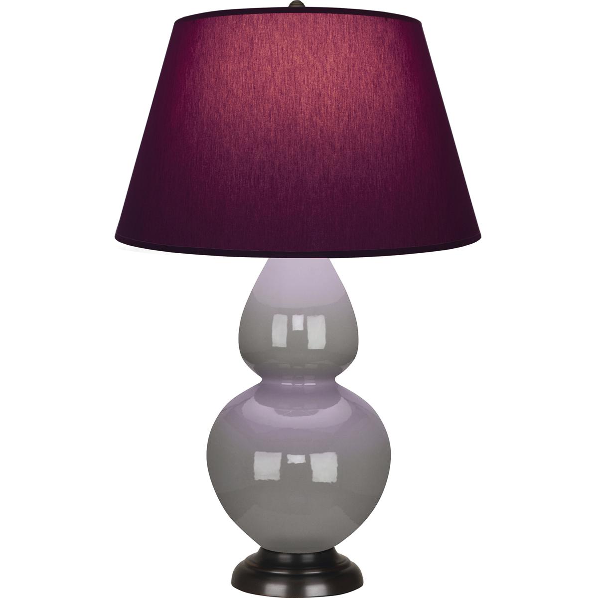 Robert Abbey 1749P Double Gourd 31 inch 150 watt Smokey Taupe Glazed Ceramic with Deep Patina Bronze Table Lamp Portable Light in Smoky Taupe, Plum wi