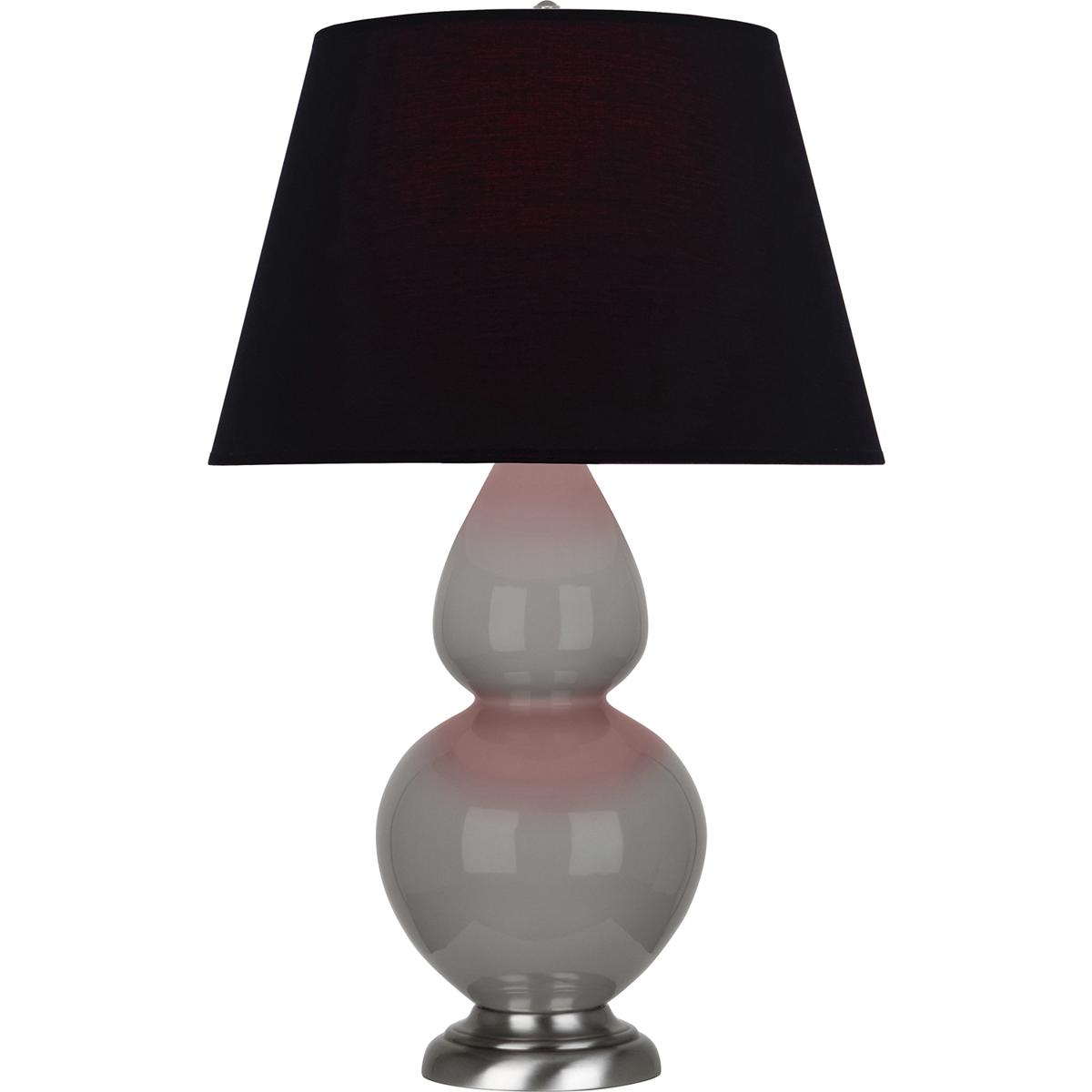 Robert Abbey 1750K Double Gourd 31 inch 150 watt Smokey Taupe Glazed Ceramic with Antique Silver Table Lamp Portable Light in Smoky Taupe, Ink Black w