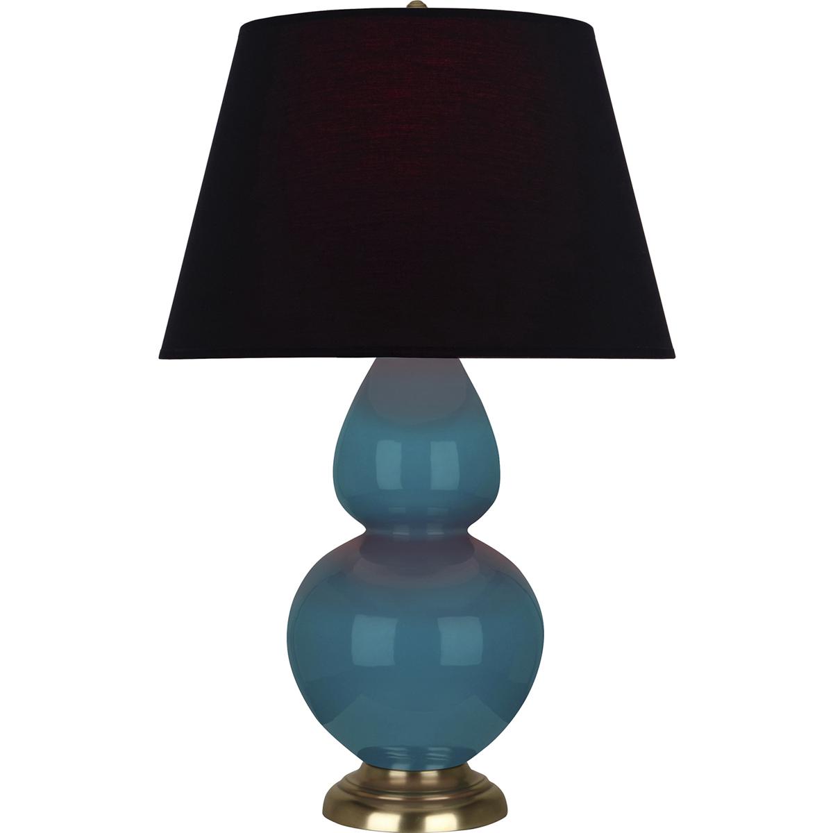 Robert Abbey 1751K Double Gourd 31 inch 150 watt Peacock Glazed Ceramic Table Lamp Portable Light in Ink Black with Rose Red