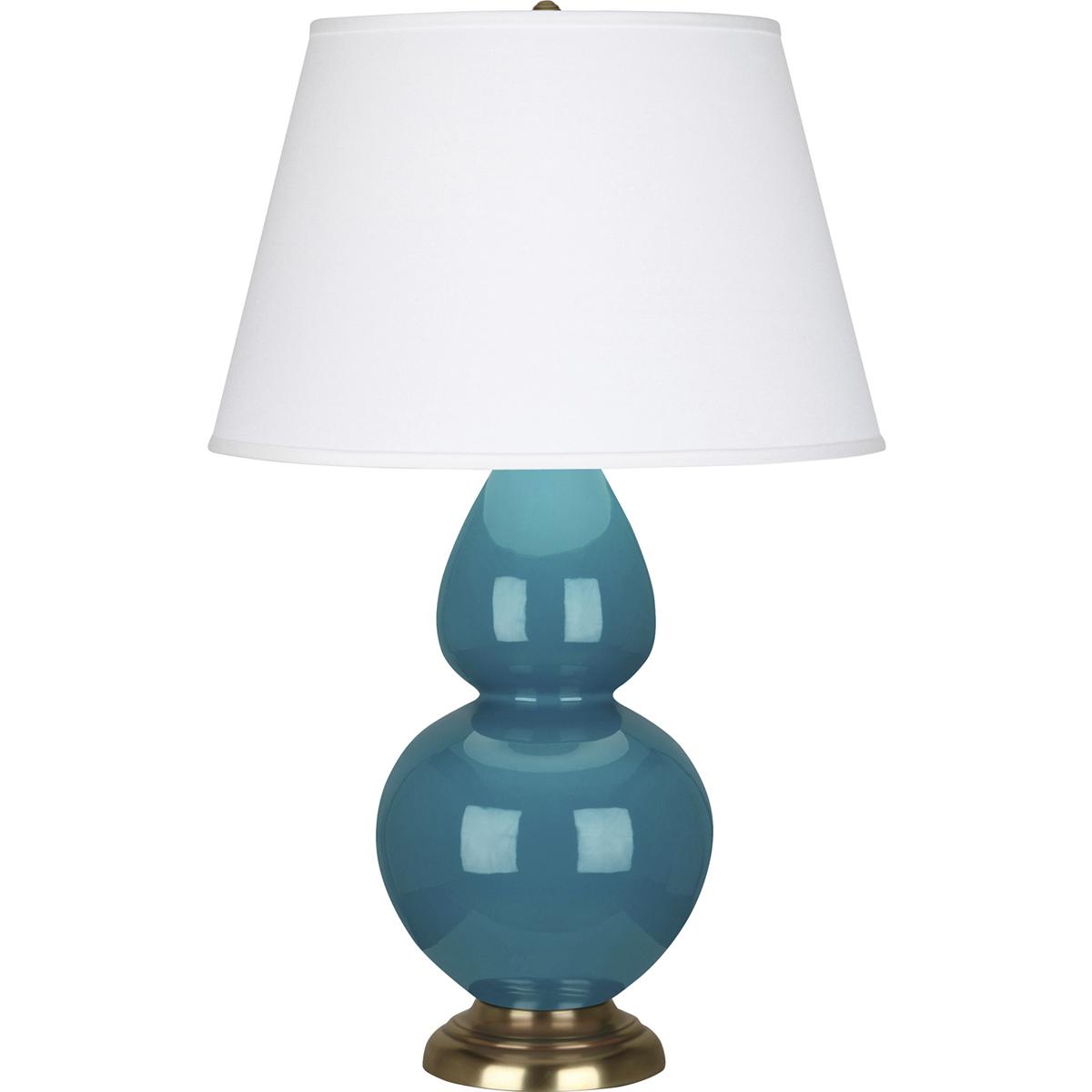 Robert Abbey 1751X Double Gourd 31 inch 150 watt Peacock Glazed Ceramic Table Lamp Portable Light in Pearl Dupioni
