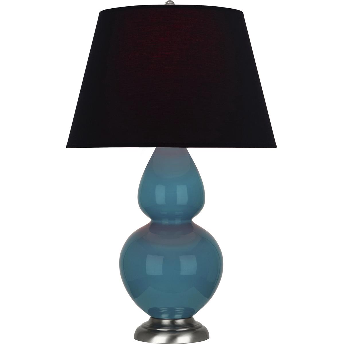 Robert Abbey 1753K Double Gourd 31 inch 150 watt Peacock Glazed Ceramic with Antique Silver Table Lamp Portable Light in Ink Black with Rose Red
