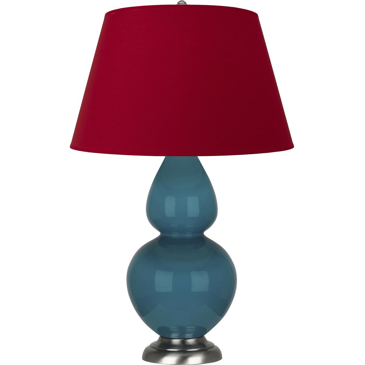 Robert Abbey 1753R Double Gourd 31 inch 150 watt Peacock Glazed Ceramic with Antique Silver Table Lamp Portable Light in Rose Red with Ink Black