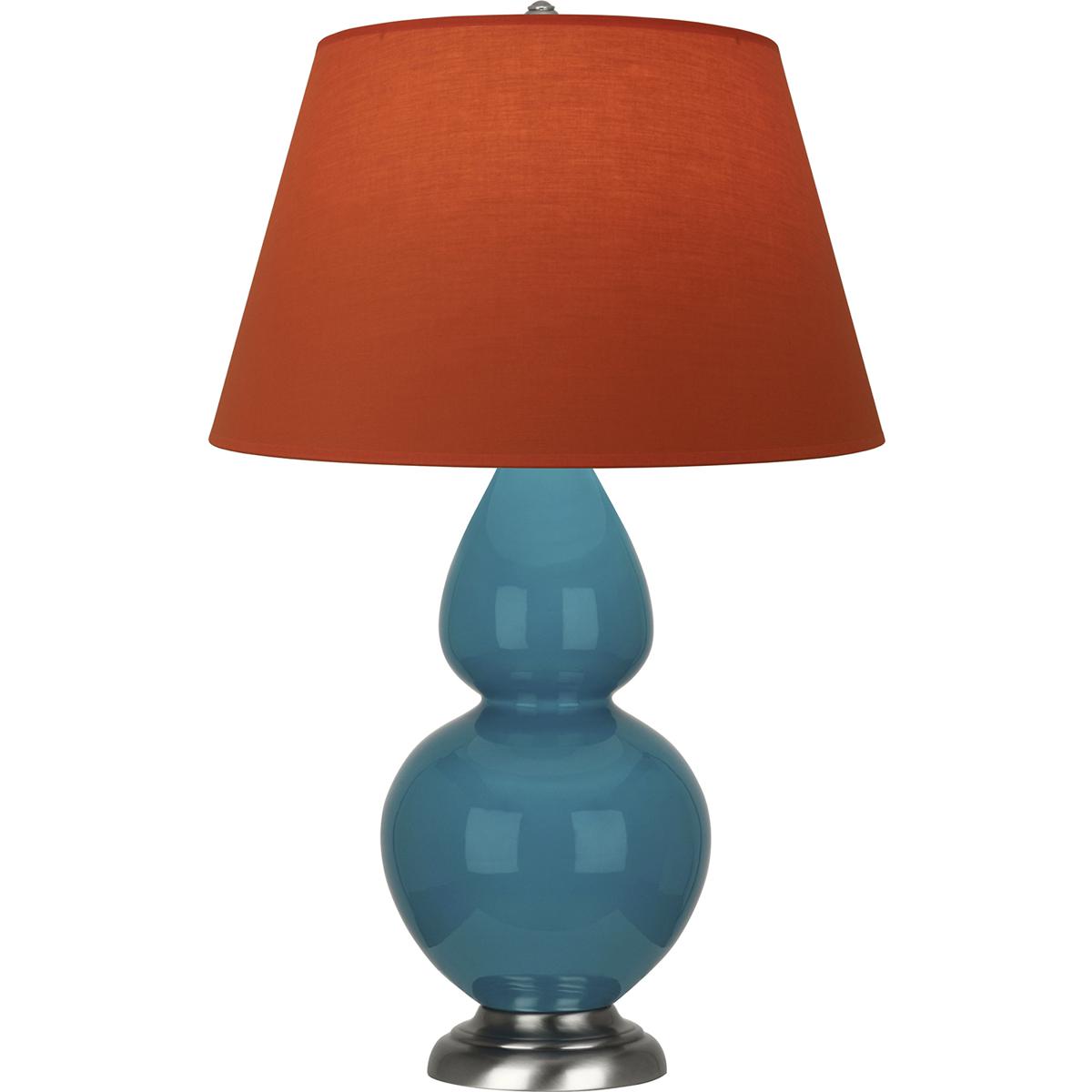 Robert Abbey 1753T Double Gourd 31 inch 150 watt Peacock Glazed Ceramic with Antique Silver Table Lamp Portable Light in Tangerine with Taupe