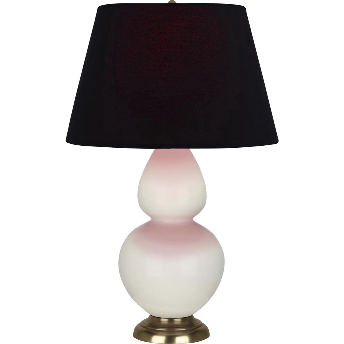 Robert Abbey 1754K Double Gourd 31 inch 150 watt Bone Glazed Ceramic with Antique Natural Brass Table Lamp Portable Light in Ink Black with Rose Red