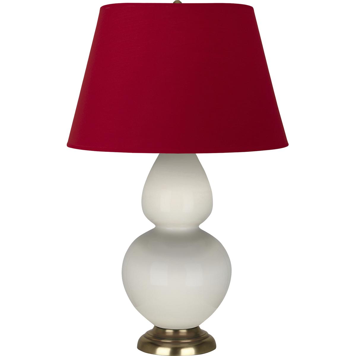 Robert Abbey 1754R Double Gourd 31 inch 150 watt Bone Glazed Ceramic with Antique Natural Brass Table Lamp Portable Light in Rose Red with Ink Black