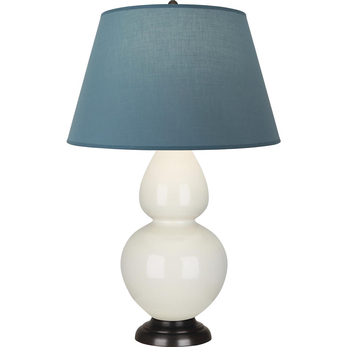Robert Abbey 1755B Double Gourd 31 inch 150 watt Bone Glazed Ceramic with Deep Patina Bronze Table Lamp Portable Light in Bright Blue with Gray