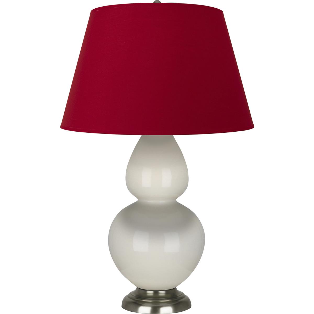Robert Abbey 1756R Double Gourd 31 inch 150 watt Bone Glazed Ceramic with Antique Silver Table Lamp Portable Light in Rose Red with Ink Black